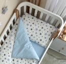 Set lenjerie de schimb pentru patut bebe 3 piese Stelute albastre (1)